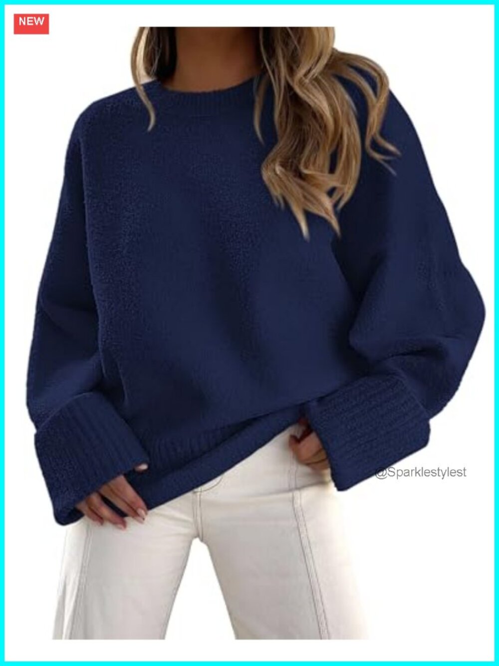 Oversized Fuzzy Crewneck Pullover Sweater Soft Warm Casual